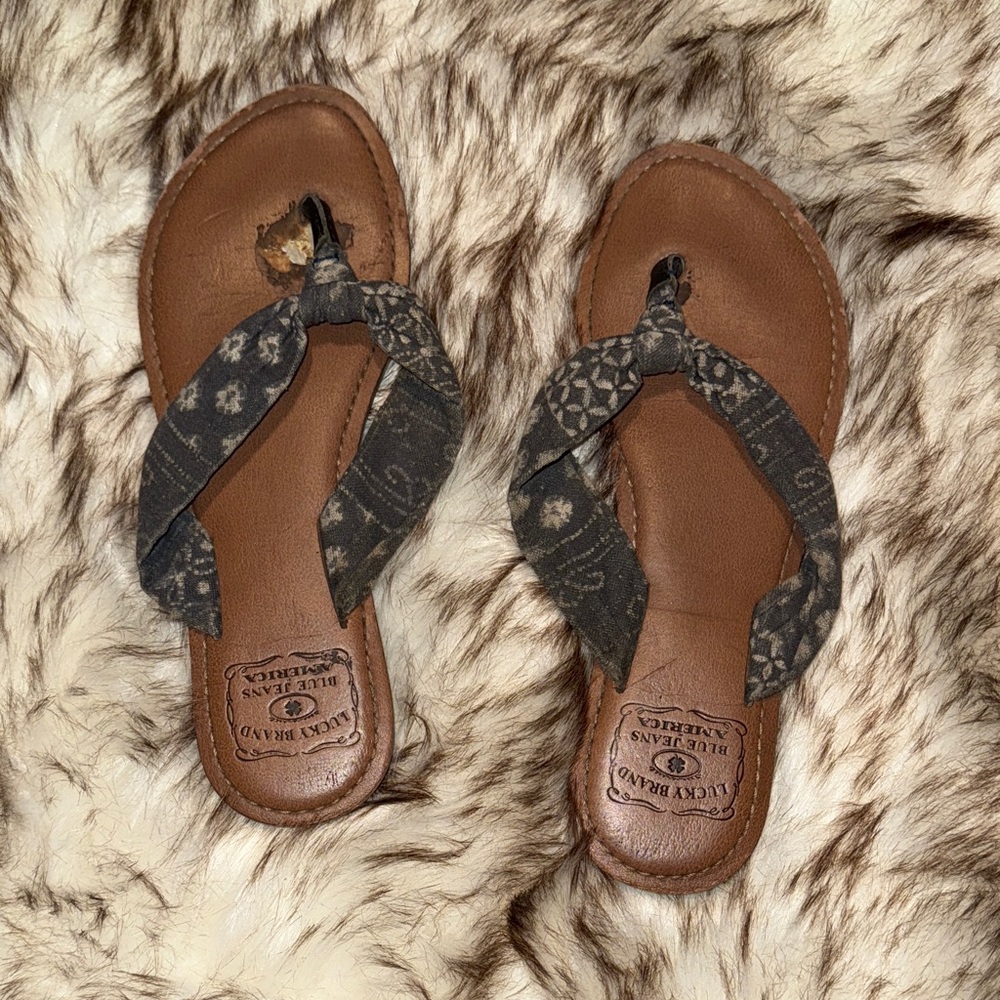 Lucky Brand Tan and Blue Women's Sandals
